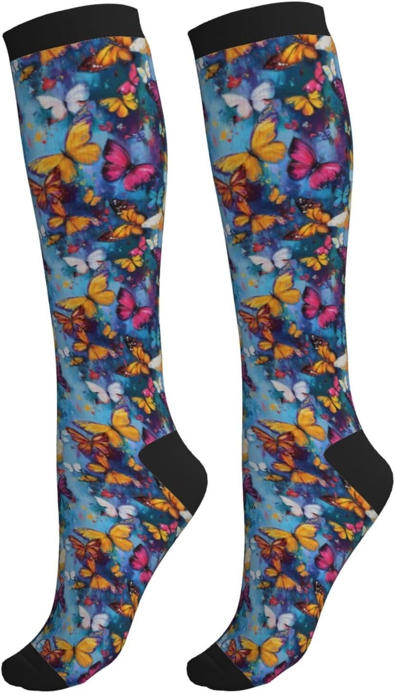 thmnj Compression Socks Knee High Support Socks for Women Men Circulation Stockings for Athletic Running Cycling Flying - Image 1